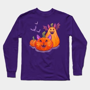 Cat & Bat Pumpkins Long Sleeve T-Shirt